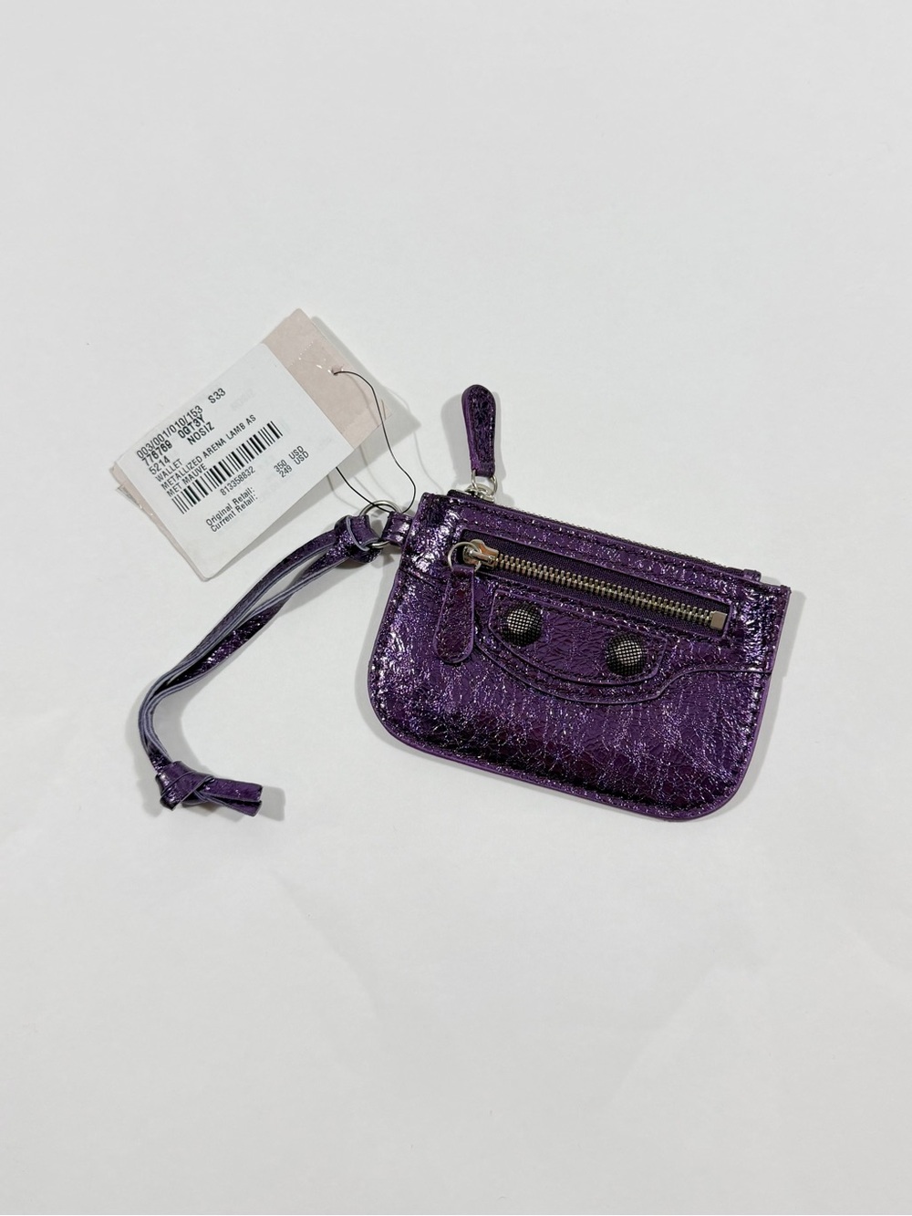 Balenciaga Le Cagole Arena Wallet Metallic Purple